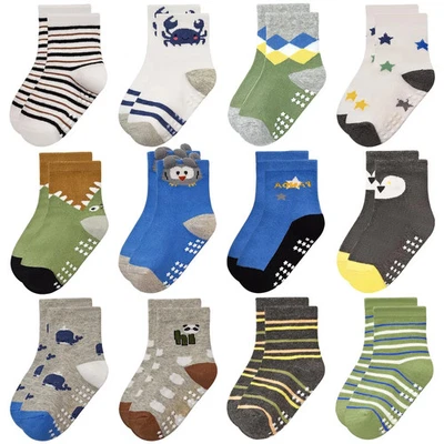 Calcetines antideslizantes para niños pequeños con agarre niños niñas 12 pares 3-5T 01 animal submarino Foto 1 de 4