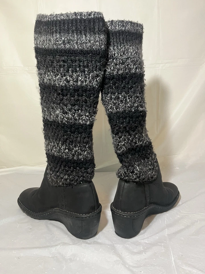 Bota UGG Cresthaven tamanho 8 salto cunha preta nobuck cinza malha puxada - Imagem 1 de 1