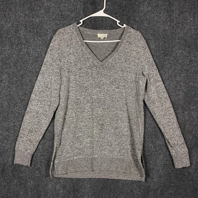 Suéter Lucky Brand Mujer Pequeño Gris Cuello en V Túnica Dobladillo Alto Bajo Tejido Pullover Foto 1 de 4