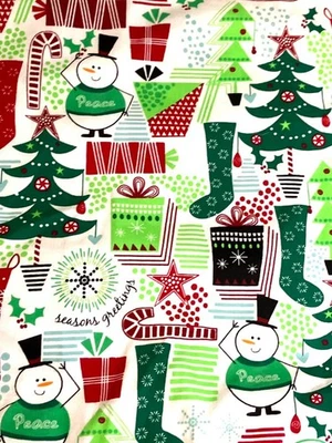Christmas Themed Tafford Medical Scrub Top S Snowman and Christmas Tree Pattern - Image 1 of 4