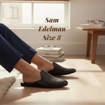 Zapatillas de cuero Sam Edelman Kylar para mujer talla 8 negras sin cordones Foto 1 de 4