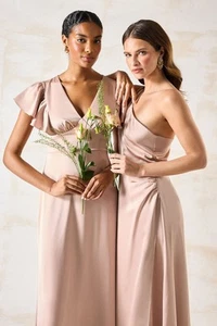 Vestido Coast Mocha línea A para mujer vestidos de dama de honor - Imagen 1 de 6