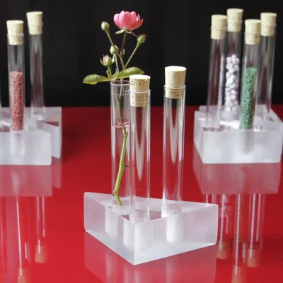 Acryl Reagenzglashalter Ständer für 3 Reagenzgläser Vase Tischaufsteller Perlen - Bild 1 von 4