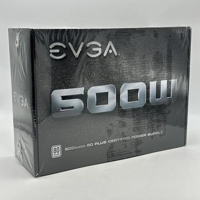 NEW EVGA 600 W1 80 Plus 600W Standard Power Supply 49A P/N 100-W1-0600-KR Sealed - Image 1 of 4