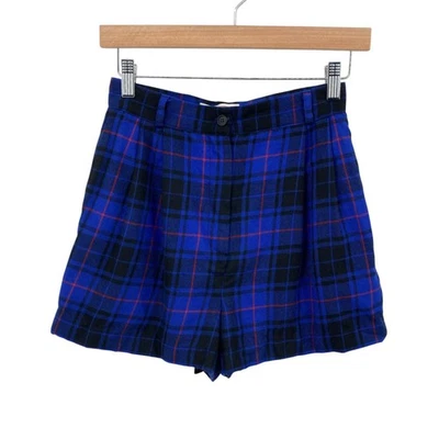 Винтажные женские шерстяные шорты в клетку Talbots Petites 4 цвета синий красный черный с высоким подъемом - Изображение 1 из 4