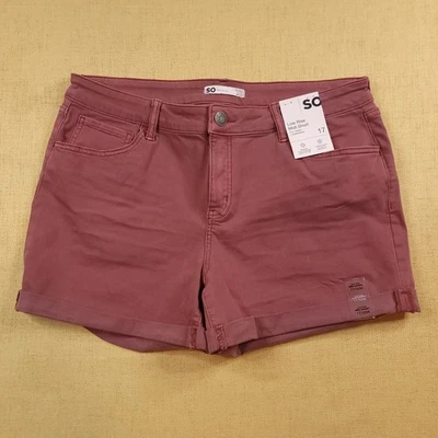 NWT SO Junior's Superstretch Low-Rise Cuff Midi Shorts 4" Ins Blush Pink Size 17 - Image 1 of 4