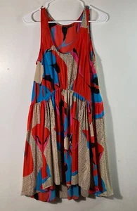Abito donna Leifsdottir Anthropologie arte da indossare seta rosso blu marrone 8 - Foto 1 di 8