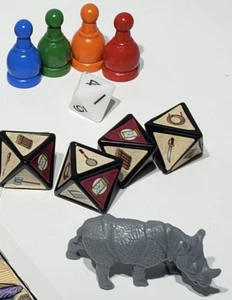 Jumanji Replacement Pieces 1 Number Dice 4 Rescue Die 4 Pawns & Rhino - Picture 1 of 5