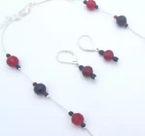 TWELVE Black Red Necklace Earring Set Jewelry Georgia Falcons Tampa Arkansas NEW - Bild 1 von 4