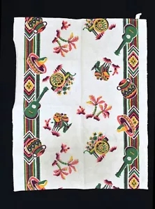 Vintage mexikanischer Burro Sombrero Palmen Blumenwagen Baumwolle Handtuch 16 x 21 - Bild 1 von 7