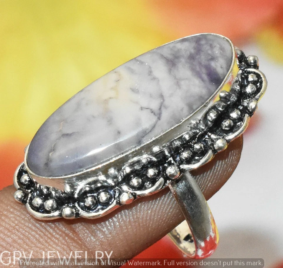 Porcelain Jasper Gemstone Ring 925 Silver Overlay Us Size 8.5" U300-G110 - Image 1 of 1