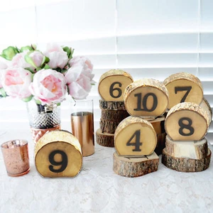 1-10 Wooden Table Numbers for Wedding Reception Party and Table Decorations F2L5 - Picture 1 of 12