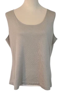 Lafayette 148 Gray Cashmere/Silk Metallic Shell Tank Top Sz 1X Sparkle Luxury - Picture 1 of 11
