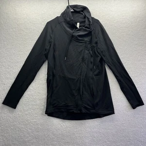 Lululemon Strickjacke Damen 10 schwarz seitlicher Pullover mit durchgehendem Reißverschluss aktive Passform mit Kordelzug - Bild 1 von 18