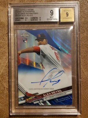 2017 Topps Chrome Blue Wave Refractors Alex Reyes RC ROOKIE AUTO 9/75 BGS 9 MINT - Image 1 of 2