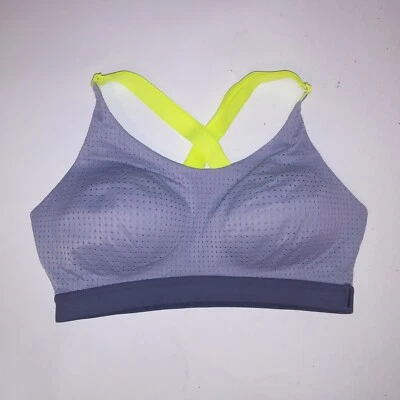 Sujetador deportivo Victoria Secret 32C gris amarillo espalda deportiva ligeramente forrado transpirable Wi Foto 1 de 4