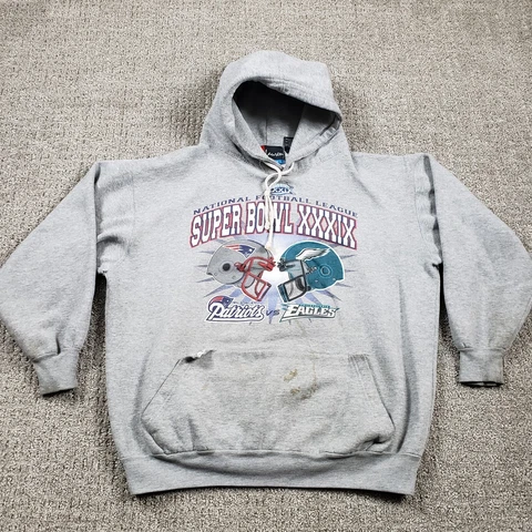 Vtg NEW ENGLAND PATRTIOTS SUPER BOWL Hoodie Mens Large Sweatshirt Jon Lauren NFL Cover