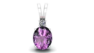 8.25 Ratti 7.00 Carat Amethyst Purple Crystal Stone Silver Plated Pendant Locket - Picture 1 of 5