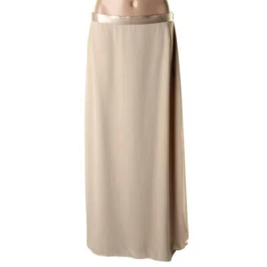 🛍 158 $ Gracia Maxirock gold nude Chiffon Satinbesatz wadenlang ~ L M3020 - Bild 1 von 5