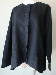 FLAX Designs LINEN Jacket L NWT Contour Jacket BLACK - Picture 1 of 8