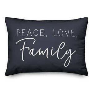 Creative Products Peace Love Family Navy 20 x 14 Indoor / Outdoor Pillow - Picture 1 of 3