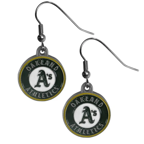 Oakland Athletics A's  Dangle Earrings (Zinc) MLB Licensed Baseball Jewelry Cover