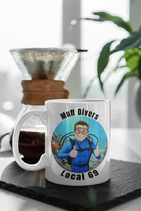 Muff Divers Local 69 Tasse lustig unhöflich bärtige Muschel Erwachsene Humor Vagene - Bild 1 von 10
