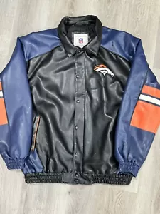 VNTG NFL Denver Broncos Game Day Jacket Men's XL Faux Leather Bomber - Picture 1 of 8