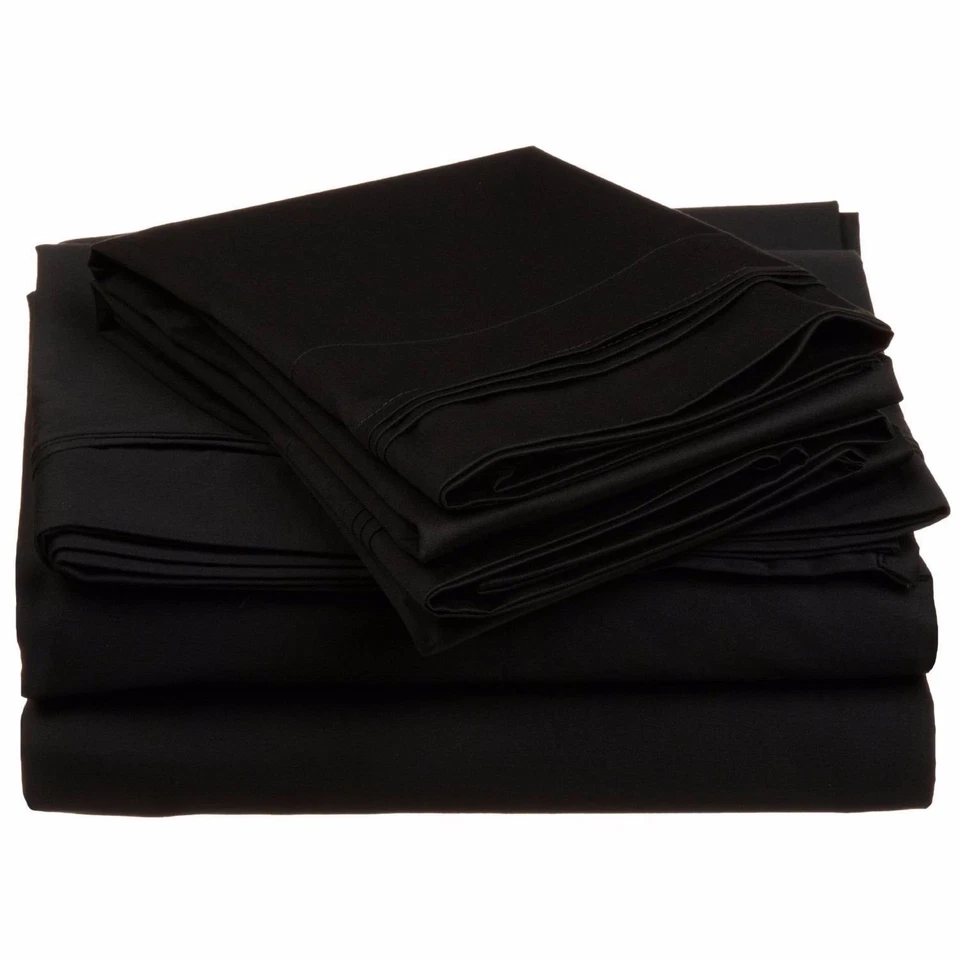 1000 TC EGYPTIAN COTTON 3PC DUVET SET*BLACK SOLID RV/King/Cal/Twin/Full/Queen - Image 1 of 1