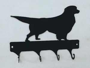 Golden Retriever 4 Haken Leine oder Schlüsselhalter schwarz Schmiedeeisen Optik Made in USA - Bild 1 von 1