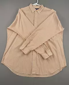 Camicia vintage Ralph Lauren XL arancione bianco marrone pony classica con bottoni manica lunga - Foto 1 di 12