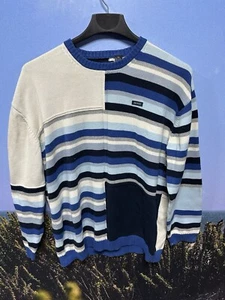 Vintage Enyce Mens Block Color Long Sleeves Sweaters Size XXL  Blue White - Picture 1 of 6