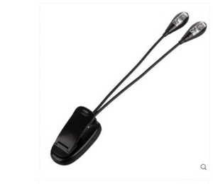 2PCS USA Music Stand Clip On 2 White LED Dual Duet Arm Book Reading Light Lamp - Picture 1 of 4