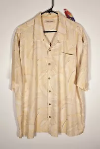 Tommy Bahama shirt men 2XL brown old school design button up short sleeve silk - Picture 1 of 6
