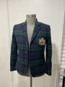 Blazer POLO RALPH LAUREN a cuadros con escudo de lingotes para mujer talla 4” - Imagen 1 de 9