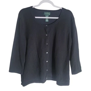 Ralph Lauren LRL maglione cardigan con bottoni donna XL nero cotone preppy vintage - Foto 1 di 10