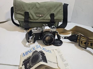 Minolta XD 11 35mm Camera With MD 50mm ROKKOR-X f/1.7 Lens, Vintage Bag, Manual - Picture 1 of 6