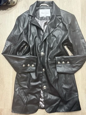 Chaqueta larga de cuero negra Juicy Couture Foto 1 de 2