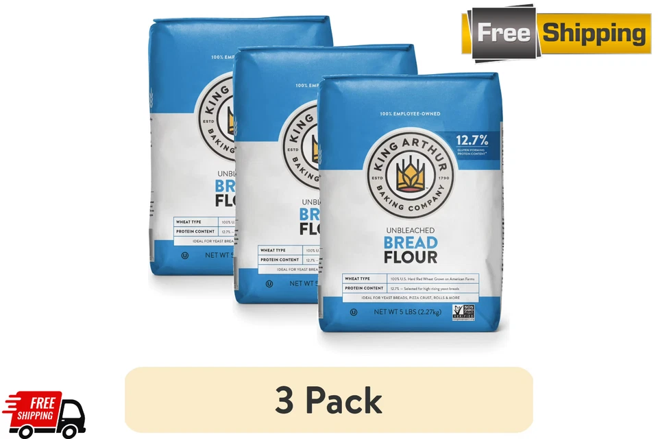 King Arthur Flour Unbleached Bread Flour 5 lb. Bag (3 PACK) FREE & FAST SHIPPING - Image 1 of 1