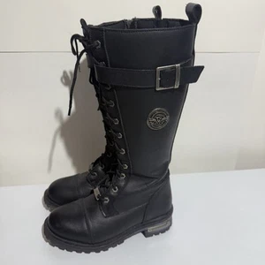 Milwaukee Leder Damengröße 6,5 Frontschnürung seitlicher Reißverschluss schwarz Motorradstiefel - Bild 1 von 9