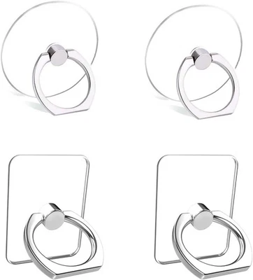 Soporte de soporte para empuñaduras de anillo para teléfono celular, 4 piezas rotación 360° dedo universal blanco  Foto 1 de 4