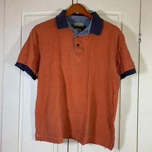 LL Bean Casco Bay Polo Shirt Medium Orange Contrast Collar Vintage Coastal Prep - Picture 1 of 12