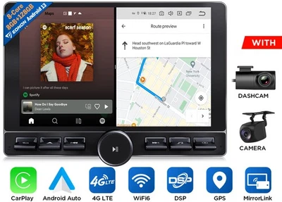 8+128 2DIN 10.1"Android Car Stereo QLED Display Wireless CarPlay Android Auto 4G - Image 1 of 4