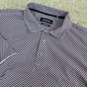 Bugatchi OoohCotton Tech 8 Way Stretch Multicolor Geometric Performance Polo SS - Picture 1 of 6