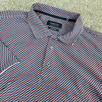 Bugatchi OoohCotton Tech 8 Way Stretch Multicolor Geometric Performance Polo SS - Image 1 of 4