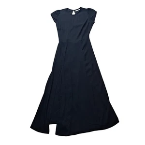 Vestido Reformation para mujer 8 negro midi crepé Gavin manga gorra recorte abertura trasera - Imagen 1 de 10