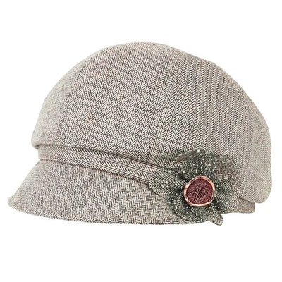 Mujeres Retro Clásico Visera Newsboy Cabbie Gorra Boina Sombrero con Hebilla de Flor Foto 1 de 4