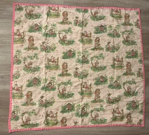 Handmade Holly Hobbie Pink Baby Toddler Blanket 35”x33” Pink Swing Flowers Knots - Picture 1 of 11