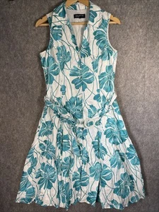 Jones New York Dress Floral Belted Print Sleeveless Fit Flare Ruffled Sz 8 Long - Picture 1 of 22