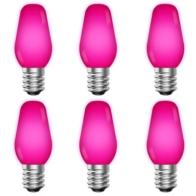 Luxrite C7 LED Pink Light Bulb for String Lights 0.5W E12 UL Outdoor 6 Pack - Image 1 of 4